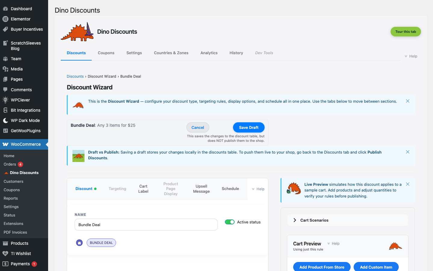 Wizard showing Bundle Deal recipe configured